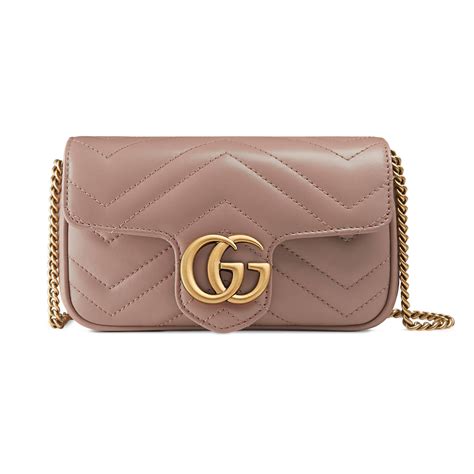 gucci gg marmont matelassé leather super mini bag - pink